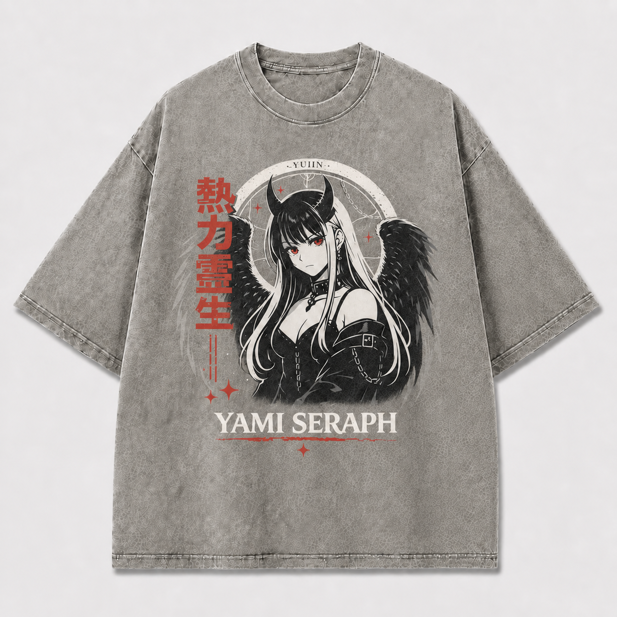 Gothic and Portrait Graphic Featuring a Horned Oversized Graphic Tee