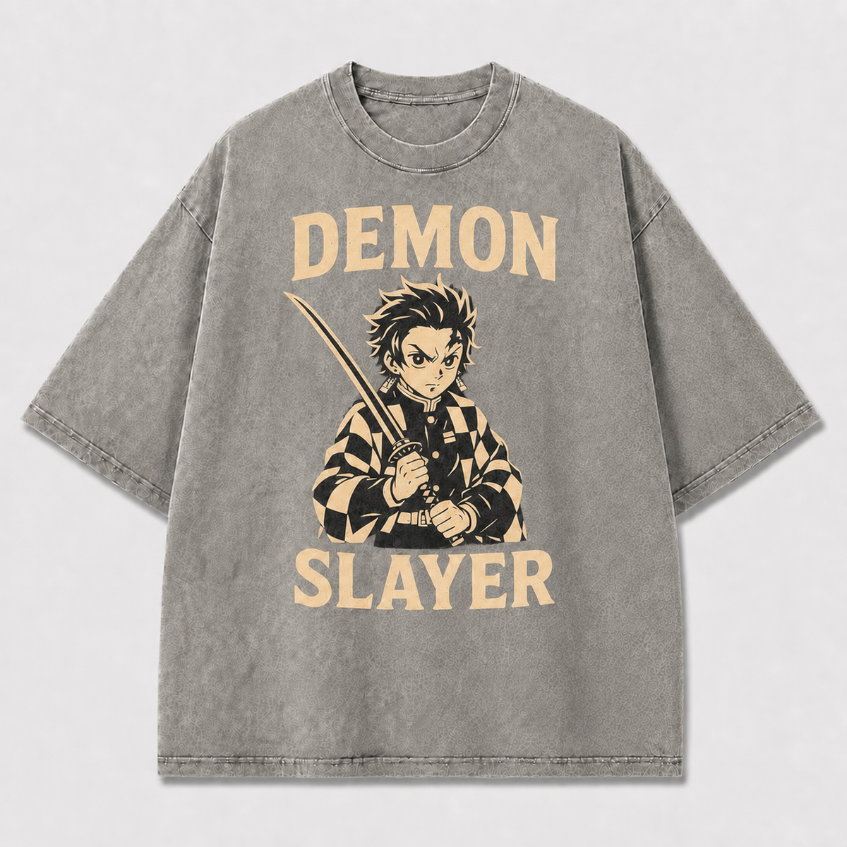 Vintage Beige and Graphic Featuring a Determined Oversized Graphic Tee
