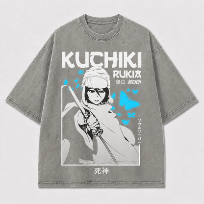 Monochrome Sword-wielding Woman Framed By Bright Oversized Graphic Tee