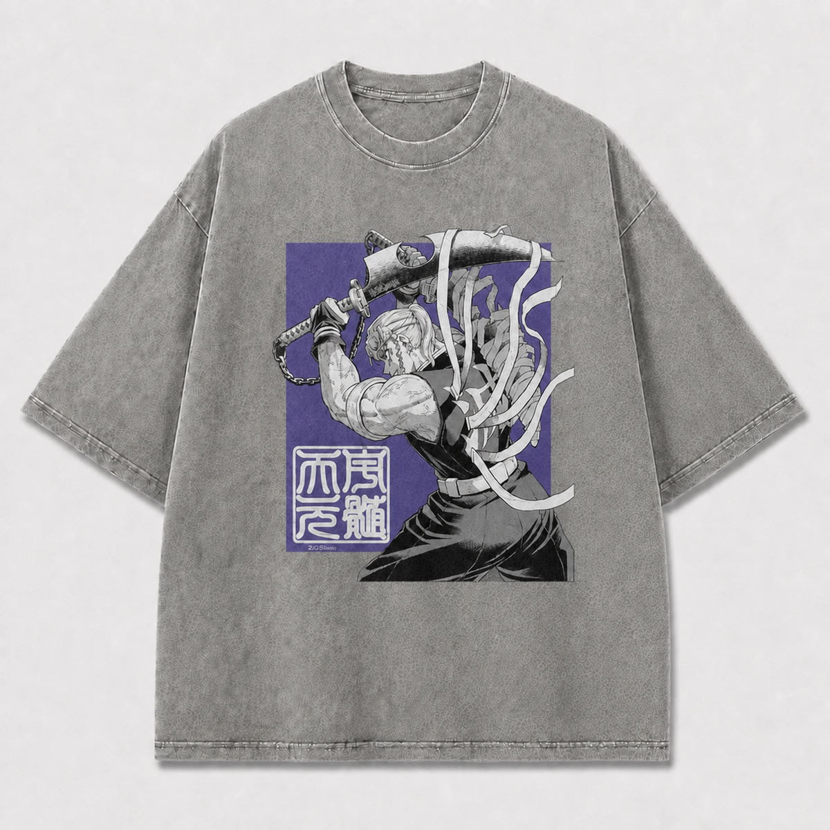 And Muscular Dual-blade Warrior Rendered In Oversized Graphic Tee
