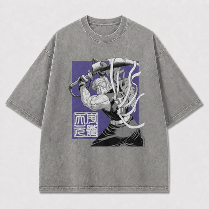 And Muscular Dual-blade Warrior Rendered In Oversized Graphic Tee