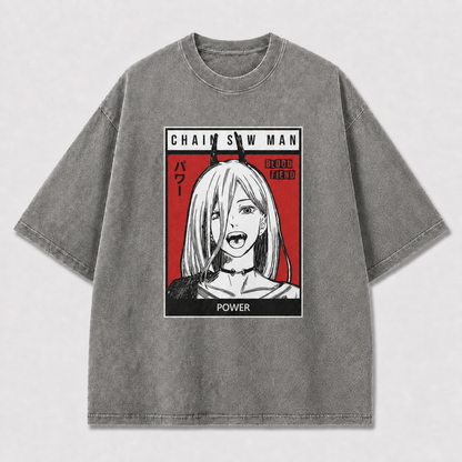 And Horned Woman Portrait In a Bold Oversized Graphic Tee