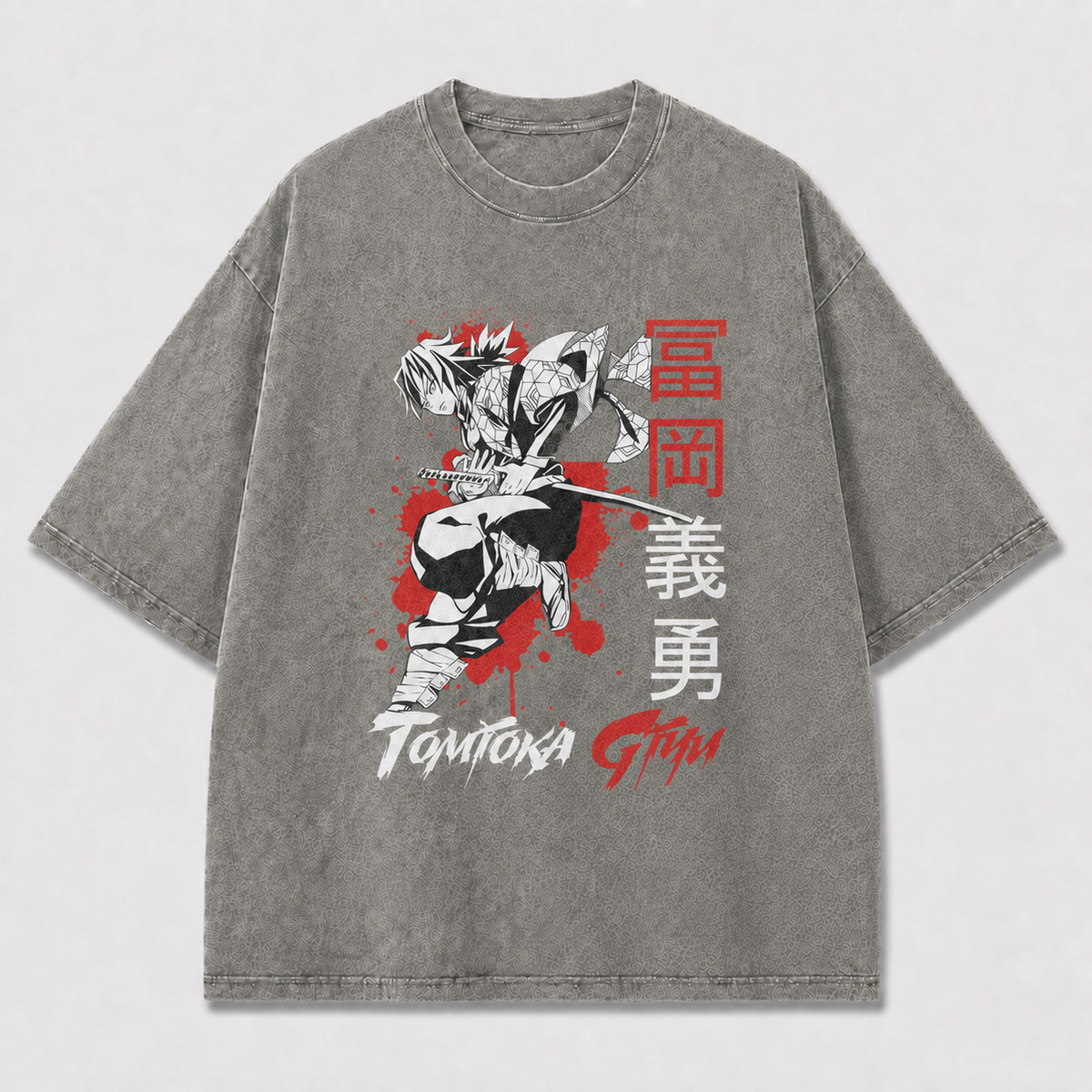 And Crouching Sword Fighter with Splatter Oversized Graphic Tee