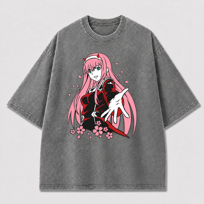 Pink Horned Character Graphic Tee