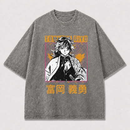And Portrait of a Calm Swordsman In Oversized Graphic Tee
