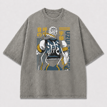 And Back Portrait of a Chained Muscular Oversized Graphic Tee