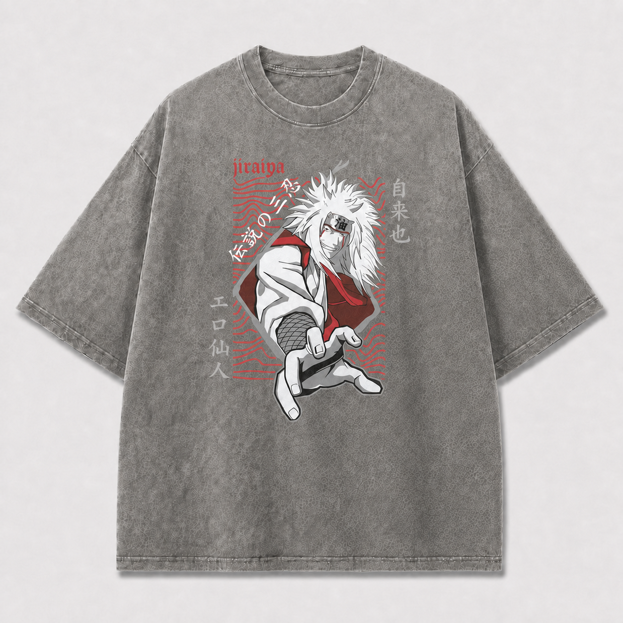 White-haired Sage Reaching Forward against Waves Oversized Graphic Tee
