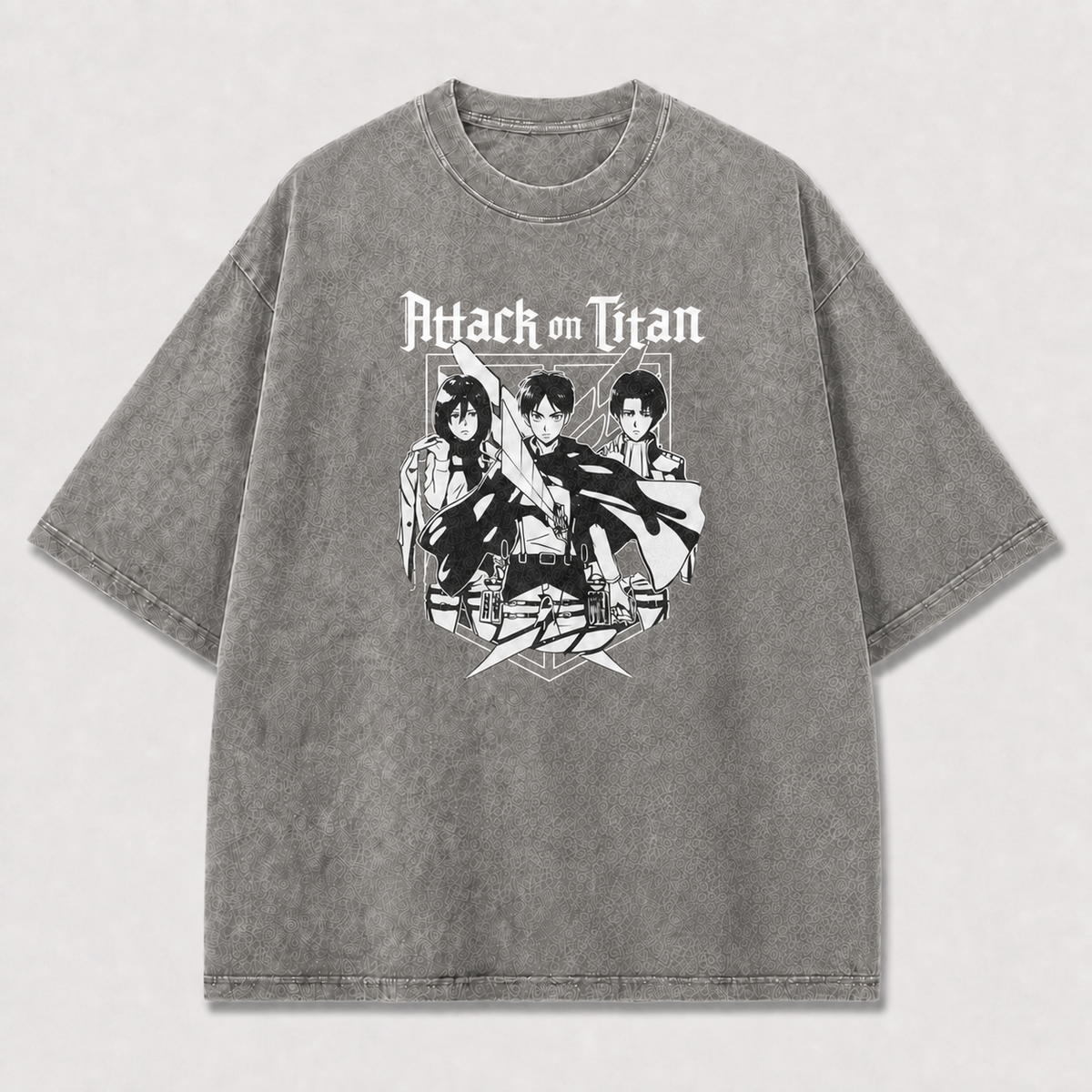 High-contrast Monochrome Trio of Uniformed Oversized Graphic Tee