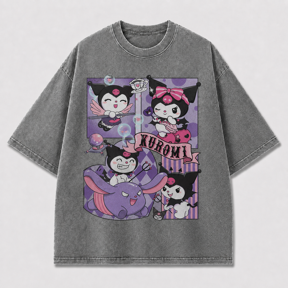 Cute Purple Character Collage Tee