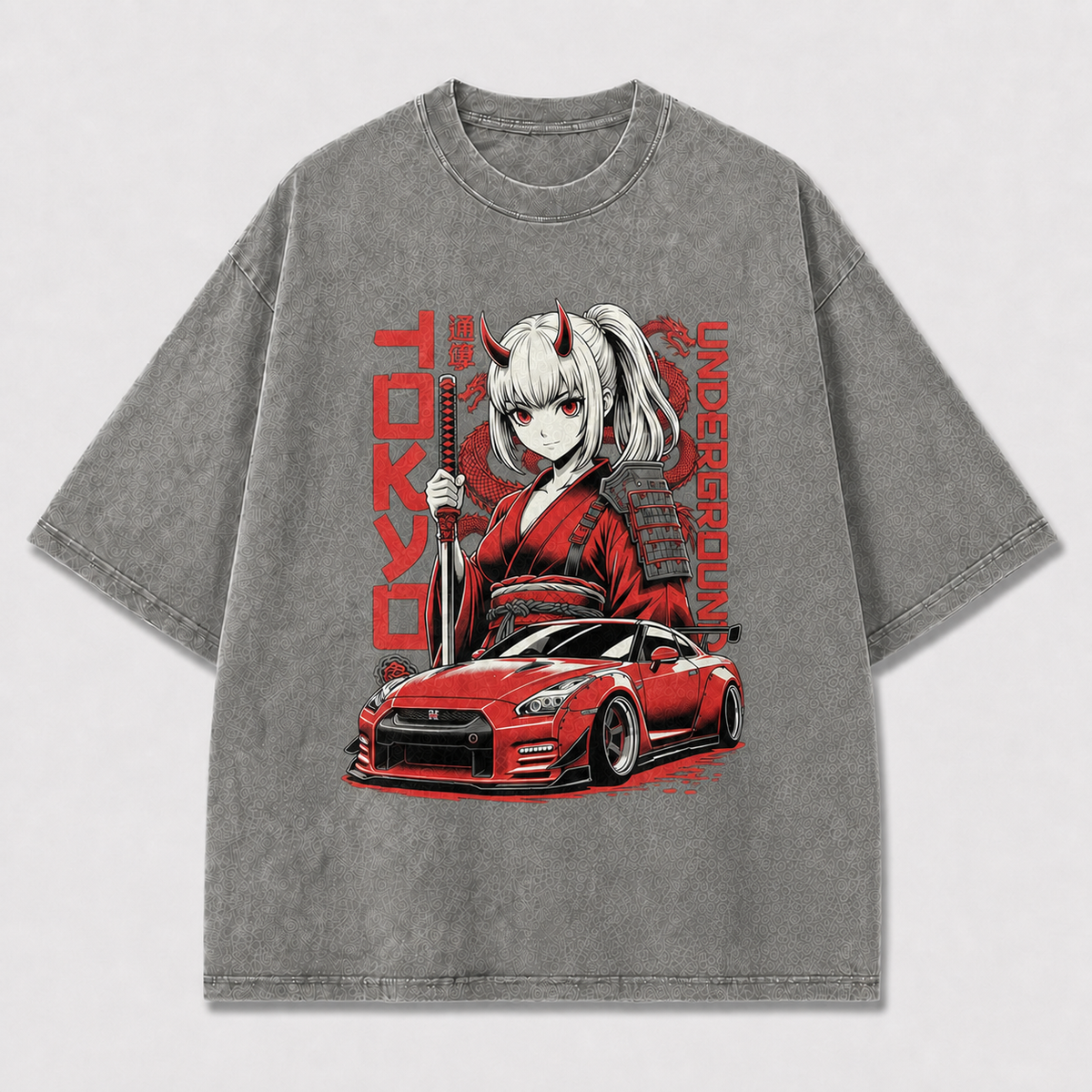 And Graphic Featuring a Horned Sword Warrior Oversized Graphic Tee