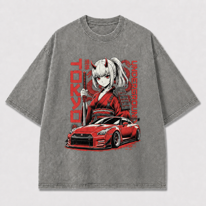 And Graphic Featuring a Horned Sword Warrior Oversized Graphic Tee