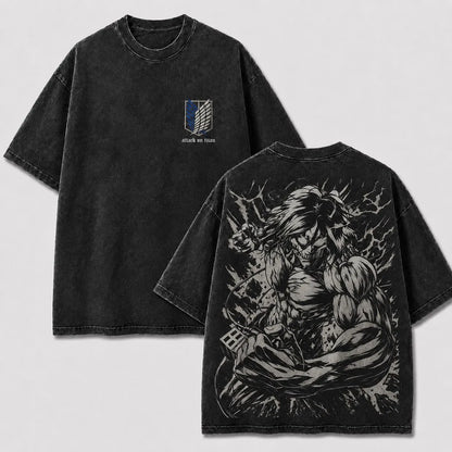 Long-Haired Giant Warrior Vintage Washed Graphic Tee