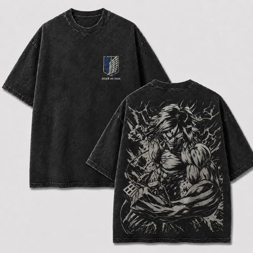 Long-Haired Giant Warrior Vintage Washed Graphic Tee