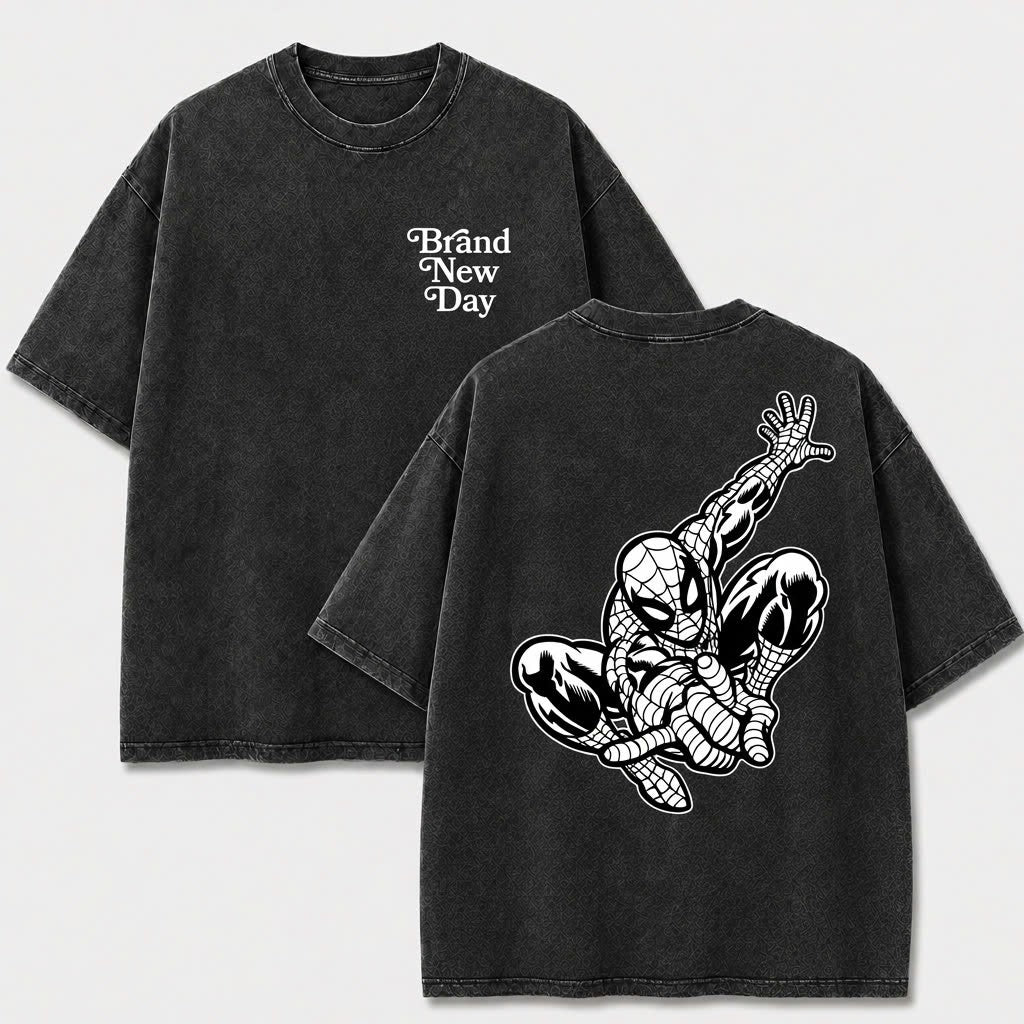Web Hero Vintage Washed Graphic Tee – Front & Back Print