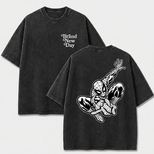 Web Hero Vintage Washed Graphic Tee – Front & Back Print