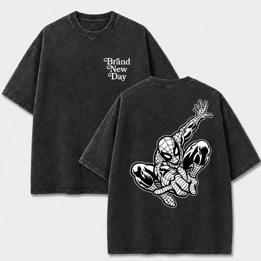 Web Hero Vintage Washed Graphic Tee – Front & Back Print