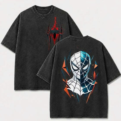Dual Mask Web Hero Vintage Washed Graphic Tee – Front & Back Print