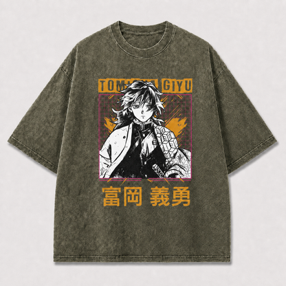 And Portrait of a Calm Swordsman In Oversized Graphic Tee