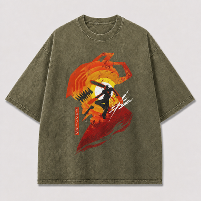 Fiery Swordsman Silhouette Tee