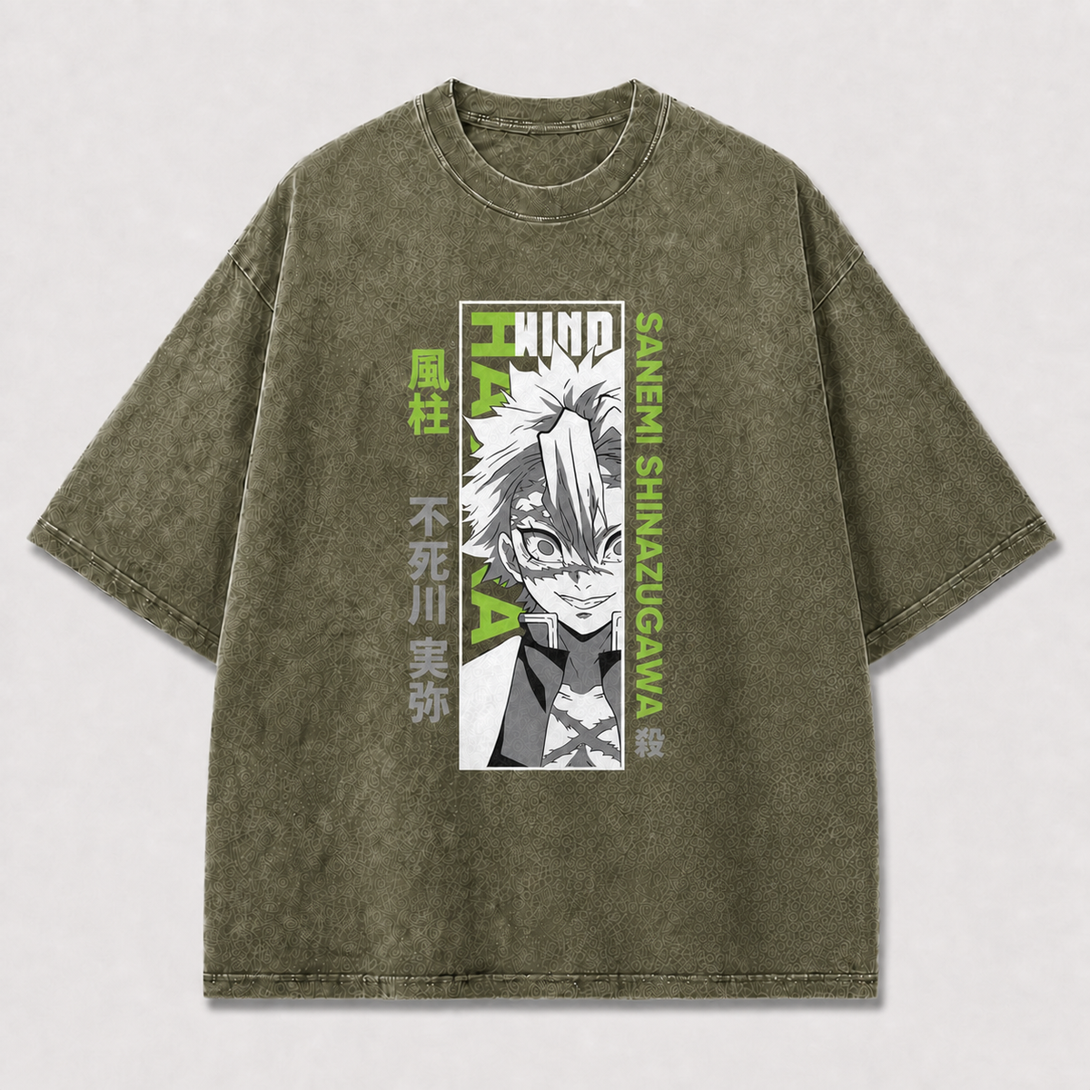 And Close Portrait of a Scarred White-haired Oversized Graphic Tee
