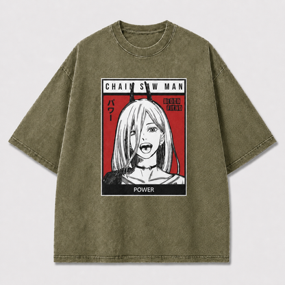 And Horned Woman Portrait In a Bold Oversized Graphic Tee