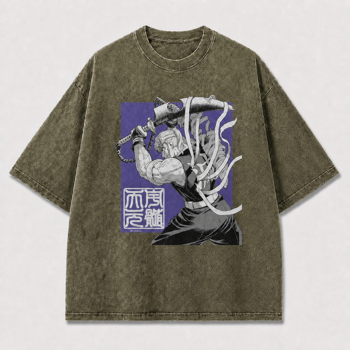 And Muscular Dual-blade Warrior Rendered In Oversized Graphic Tee