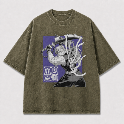 And Muscular Dual-blade Warrior Rendered In Oversized Graphic Tee