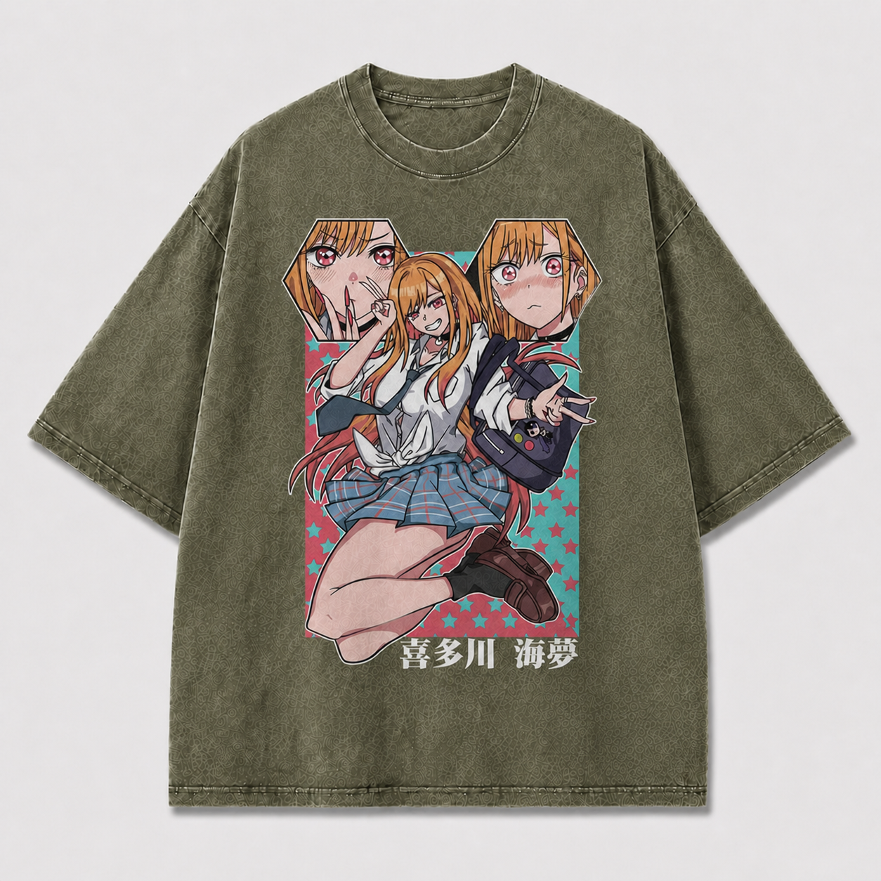 Bright Multi-panel Illustration of an Expressive Oversized Graphic Tee