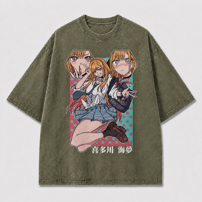Bright Multi-panel Illustration of an Expressive Oversized Graphic Tee