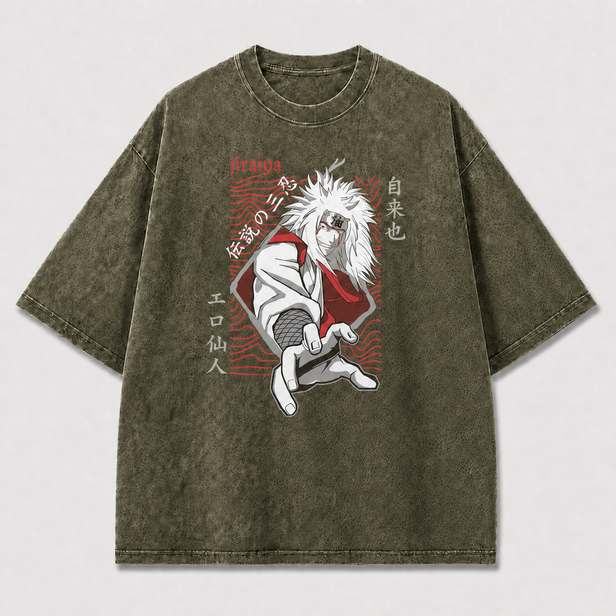 White-haired Sage Reaching Forward against Waves Oversized Graphic Tee