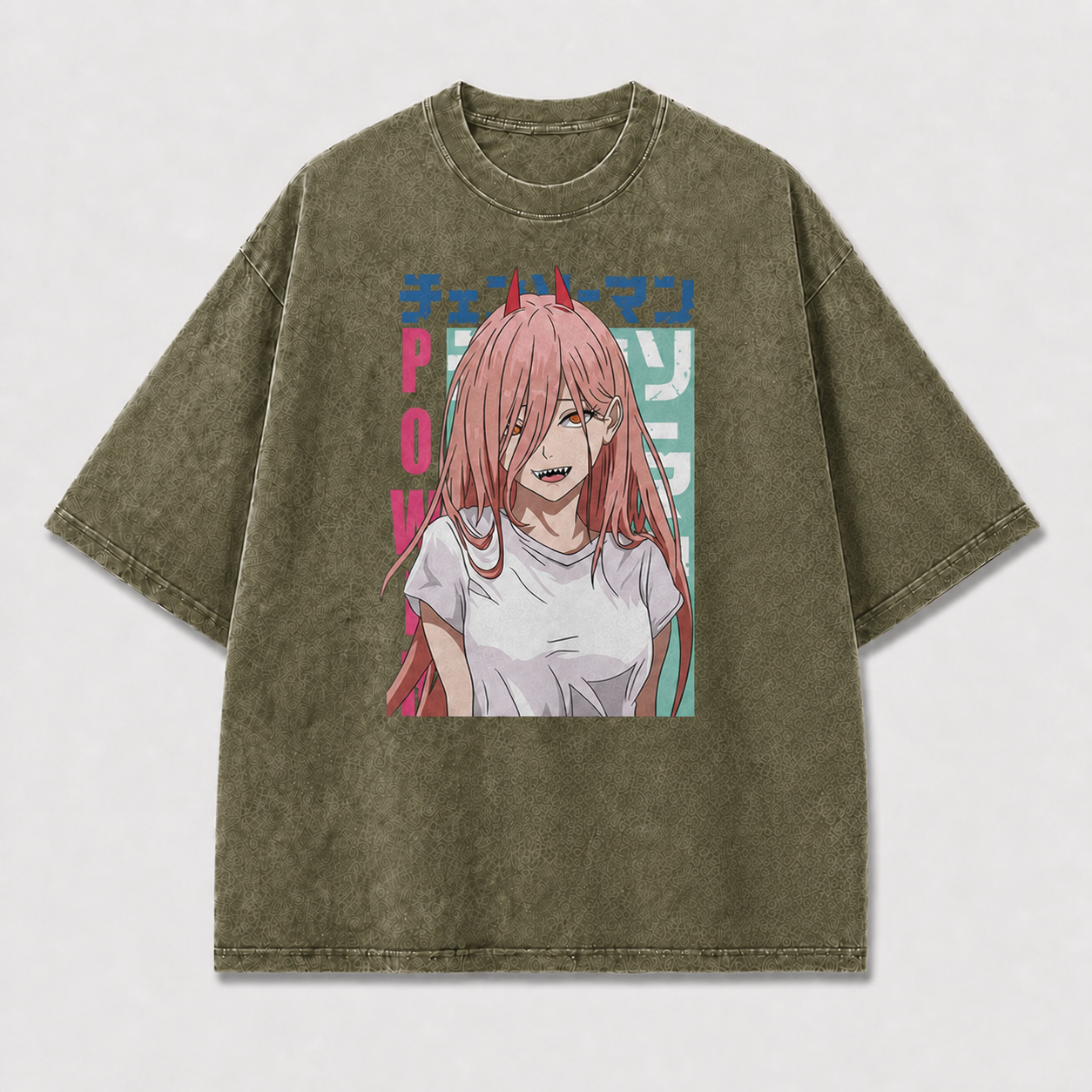 And Smiling Horned Woman Portrait with Layered Oversized Graphic Tee