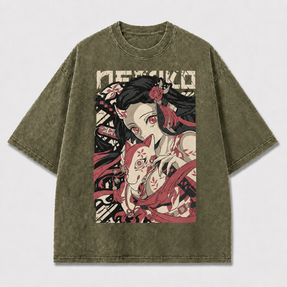 And Portrait of a Mysterious Woman Holding Oversized Graphic Tee