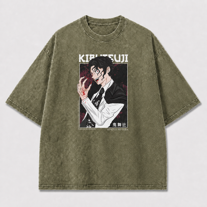 Dark-haired Supernatural Gentleman Portrait with Oversized Graphic Tee