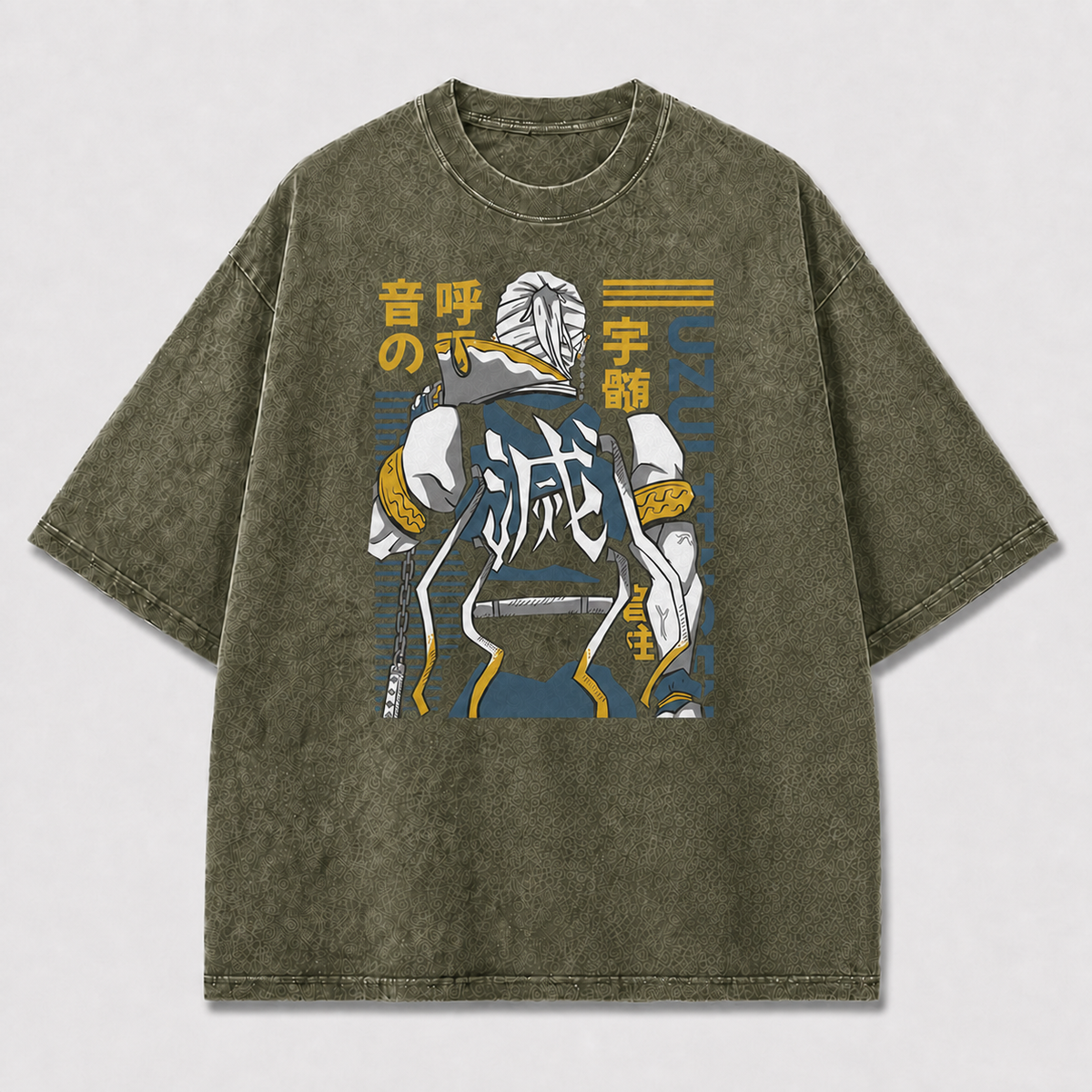 And Back Portrait of a Chained Muscular Oversized Graphic Tee
