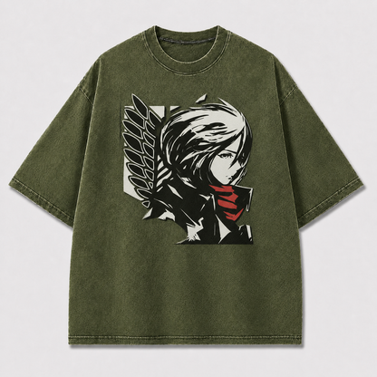Monochrome Winged Portrait Graphic Tee
