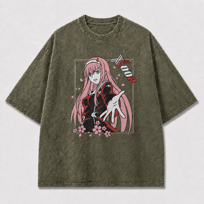 Pink-haired Horned Woman Reaching Forward amid Oversized Graphic Tee