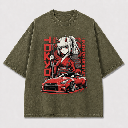 And Graphic Featuring a Horned Sword Warrior Oversized Graphic Tee