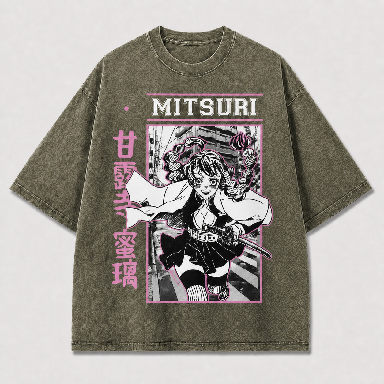 And Action Portrait Featuring a Cheerful Braided Oversized Graphic Tee