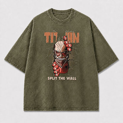 And Colossal Face Breaking through a Wall Oversized Graphic Tee