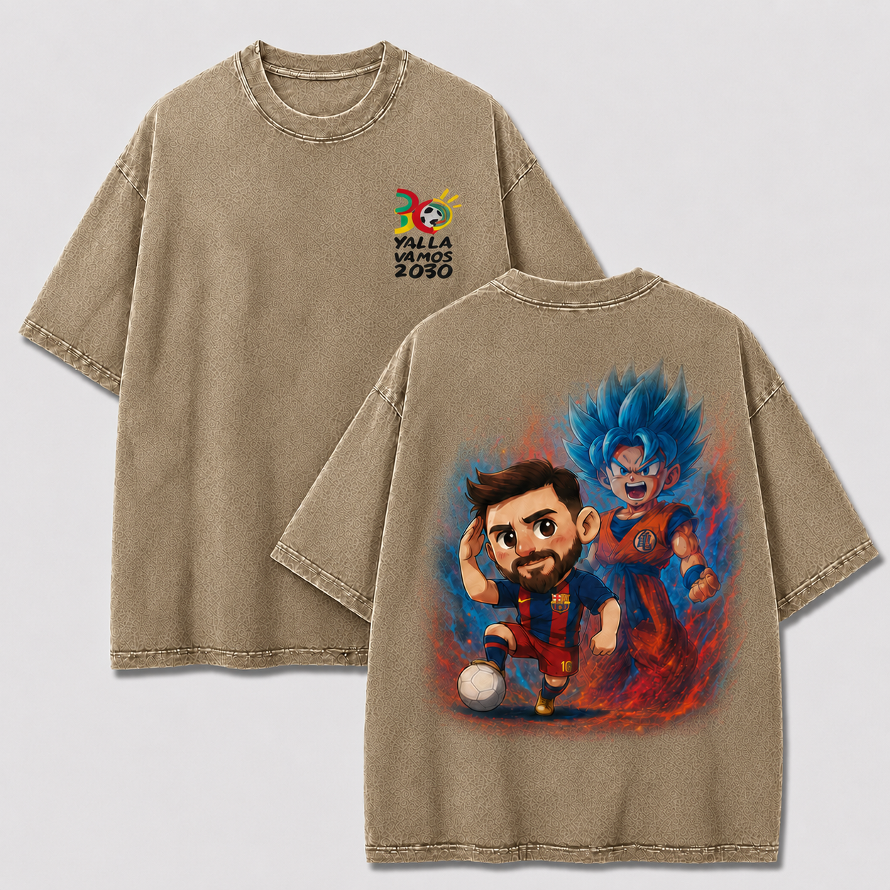 Apricot chibi football anime shirt with Number 10 soccer hero and energy fighter