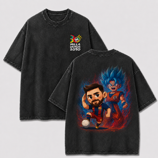 Black Number 10 soccer anime shirt with colorful double-sided graphic artwork